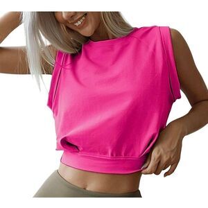 Arrive Guide Women's Raspberry Pink Cotton /Poly /Spandex Short Cuffed Sleeves C